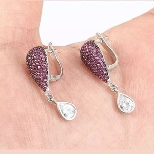 Ruby & topaz teardrop earrings